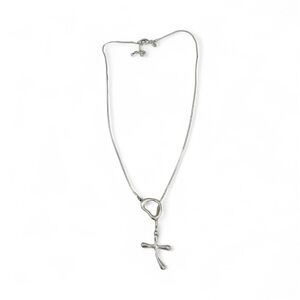 TOKEN OF LOVE Retired Premier Designs Silver Necklace Heart and Cross Pendant